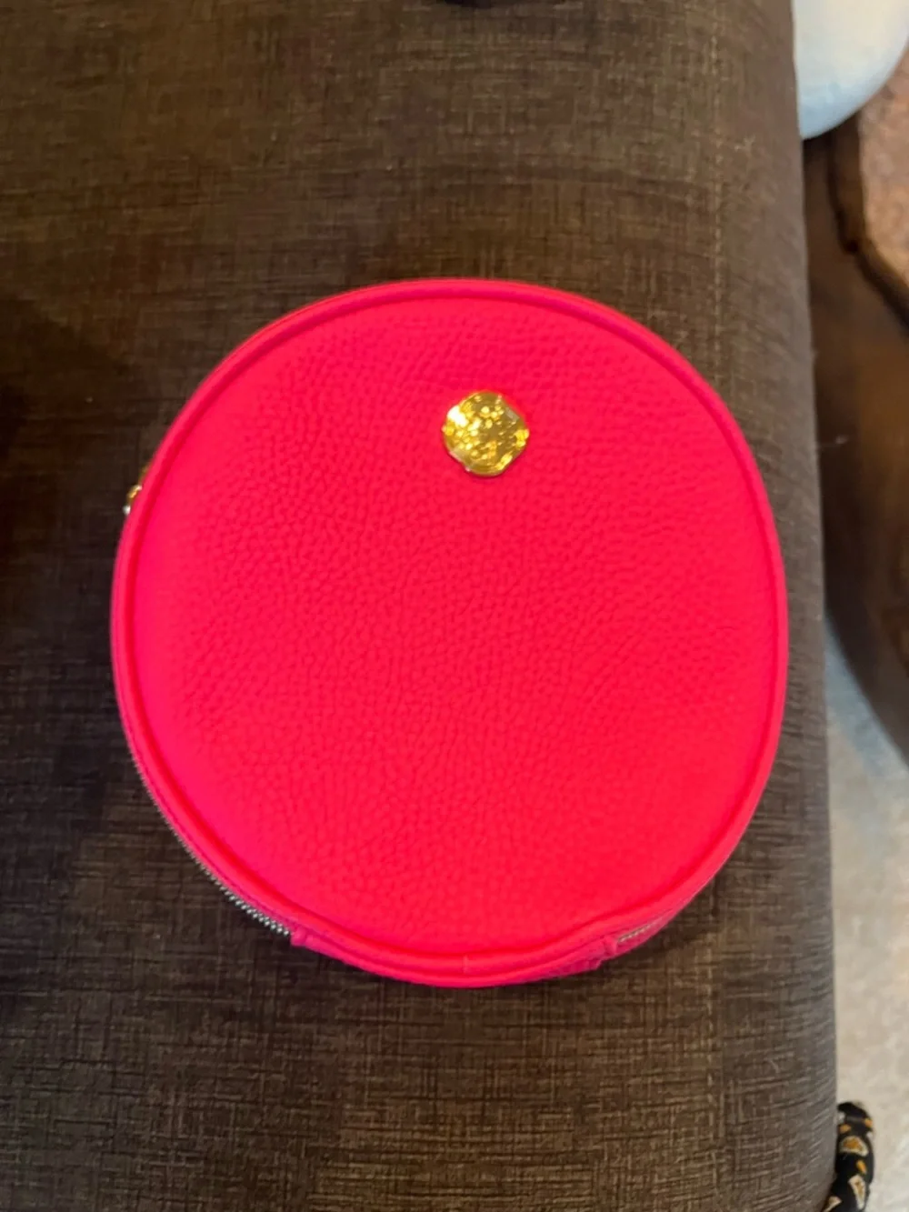 Shiseido Round Padded Cosmetic / Jewelry Case – Hot Pink (NEW)